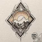 A watercolor sketch of the wakandan sunset,,… – tattoo sketch (№1751430412_0, 02.07.2025 04:26) — tattoovalue.net