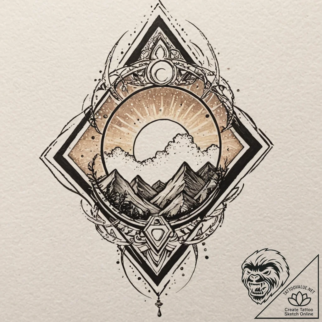 A watercolor sketch of the wakandan sunset,,... - tattoo sketch (№1751430412_0, 02.07.2025 04:26) — tattoovalue.net