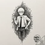 A watercolor tattoo of mob from mob psycho 10… – tattoo sketch (№1751430920_0, 02.07.2025 04:35) — tattoovalue.net
