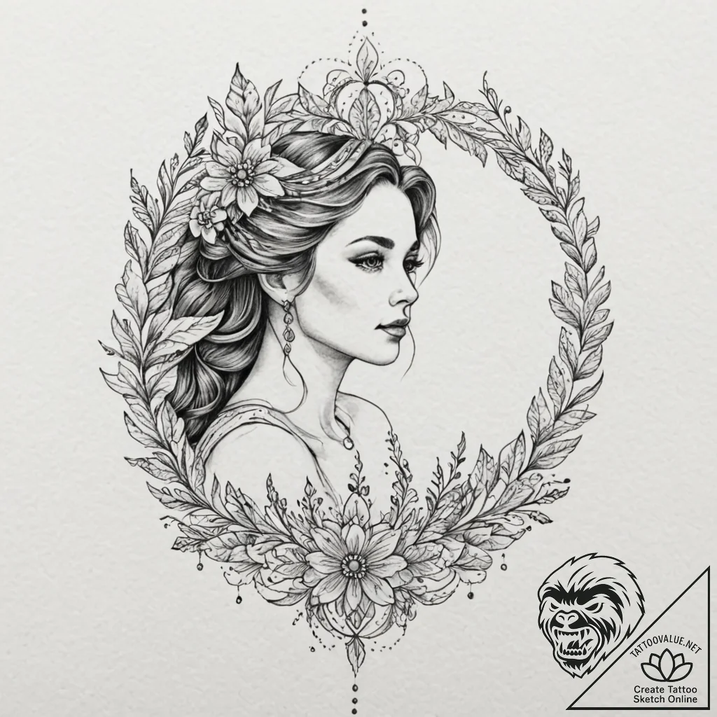 A neo-traditional tattoo of lady whistledown'... - tattoo sketch (№1751431002_0, 02.07.2025 04:36) — tattoovalue.net