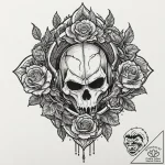 Neo-traditional design of the mythosaur skull… – tattoo sketch (№1751431844_0, 02.07.2025 04:50) — tattoovalue.net