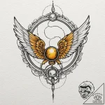 A neo-traditional tattoo of a golden snitch,… – tattoo sketch (№1751431935_0, 02.07.2025 04:52) — tattoovalue.net