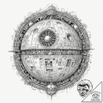 48. a linework design of the death star plans… – tattoo sketch (№1751432017_0, 02.07.2025 04:53) — tattoovalue.net