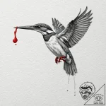 A kingfisher diving for a fish, artistic tatt… – tattoo sketch (№1751432181_0, 02.07.2025 04:56) — tattoovalue.net