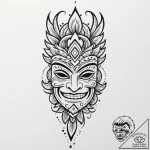 A polynesian tiki mask, tattoo flash sheet de… – tattoo sketch (№1751432596_0, 02.07.2025 05:03) — tattoovalue.net