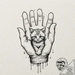A minimalist tattoo of the “kitten mittens” f… – tattoo sketch (№1751432850_0, 02.07.2025 05:07) — tattoovalue.net