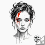 Face, concept art for tattoo, on white paper,… – tattoo sketch (№1751432931_0, 02.07.2025 05:08) — tattoovalue.net
