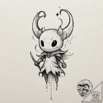 The knight from hollow knight, concept art fo… – tattoo sketch (№1751433437_0, 02.07.2025 05:17) — tattoovalue.net