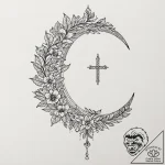 Crescent moon, tattoo line art, studio lighti… – tattoo sketch (№1751433600_0, 02.07.2025 05:20) — tattoovalue.net