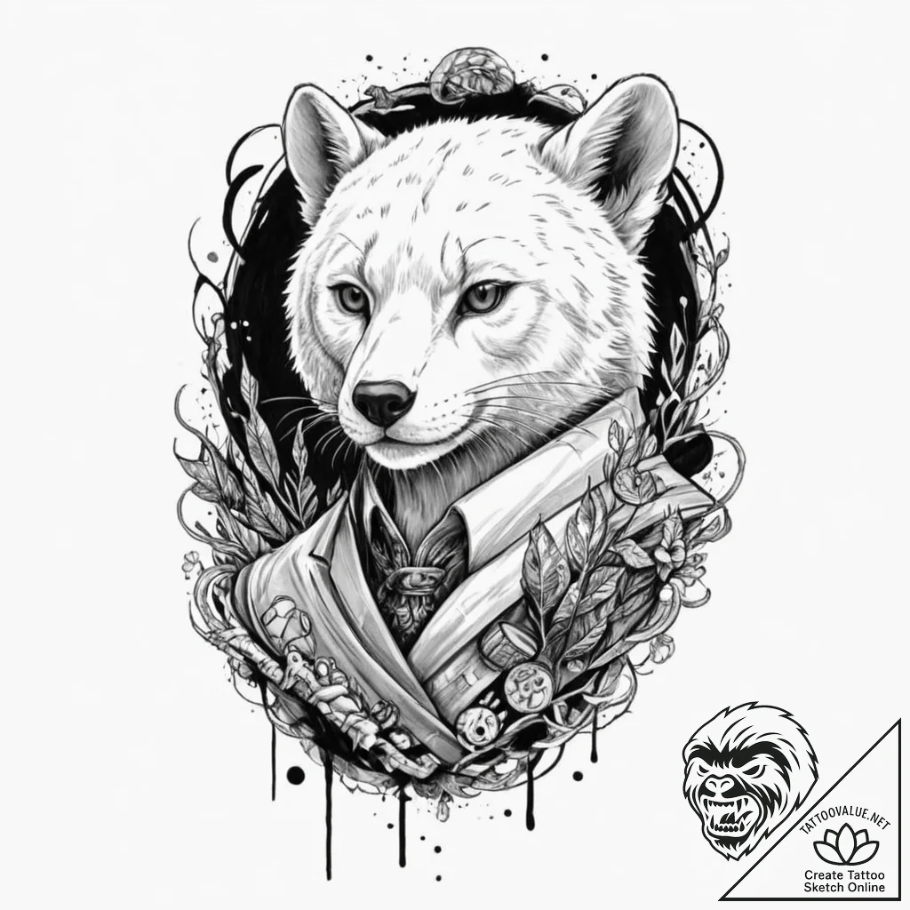 A neo-traditional tattoo of a character and t... - tattoo sketch (№1751433683_0, 02.07.2025 05:21) — tattoovalue.net