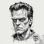 A neo-traditional tattoo portrait of frankens… – tattoo sketch (№1751434271_0, 02.07.2025 05:31) — tattoovalue.net