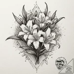 Lilies of the valley, tattoo drawing outline,… – tattoo sketch (№1751434433_0, 02.07.2025 05:33) — tattoovalue.net