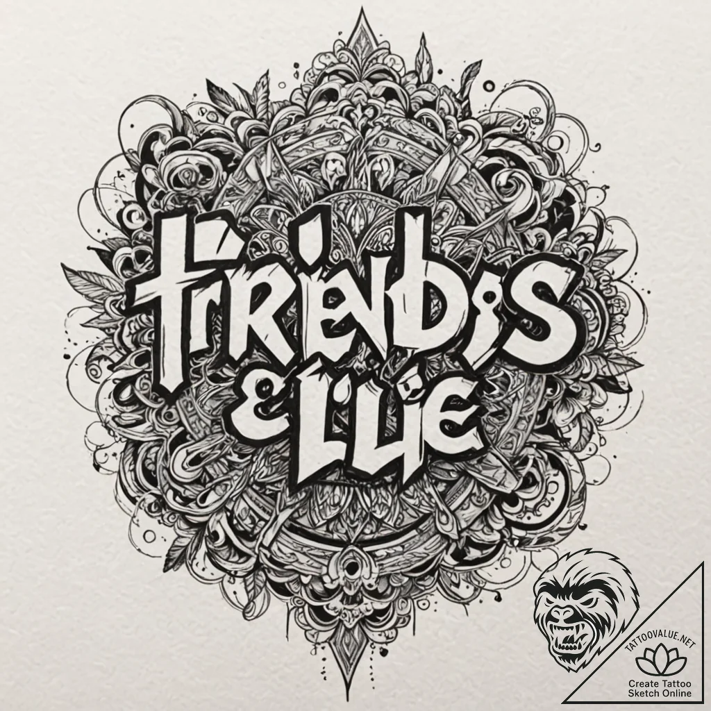 A chicano lettering tattoo of "friends don't... - tattoo sketch (№1751434524_0, 02.07.2025 05:35) — tattoovalue.net