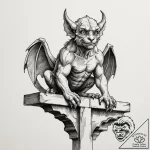 Gargoyle on a ledge (is there, but can be a c… – tattoo sketch (№1751434605_0, 02.07.2025 05:36) — tattoovalue.net
