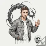 A graphic novel portrait of the driver from d… – tattoo sketch (№1751435392_0, 02.07.2025 05:49) — tattoovalue.net
