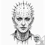 A trash polka portrait of pinhead from hellra… – tattoo sketch (№1751435647_0, 02.07.2025 05:54) — tattoovalue.net