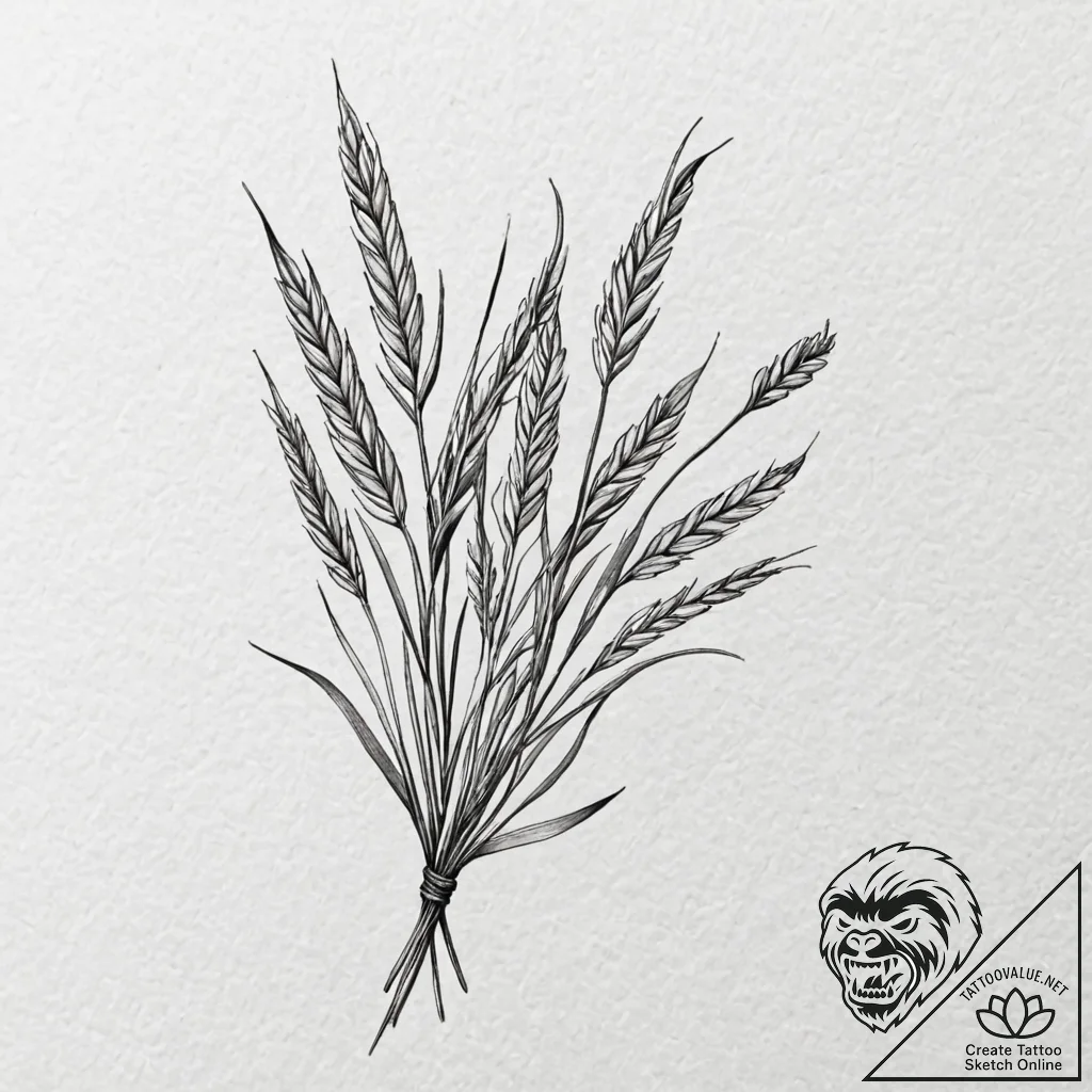 Ear of wheat, concept art for tattoo, stylize... - tattoo sketch (№1751435728_0, 02.07.2025 05:55) — tattoovalue.net