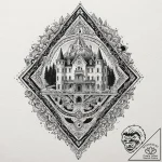 A linework tattoo of the overlook hotel carpe… – tattoo sketch (№1751436233_0, 02.07.2025 06:03) — tattoovalue.net