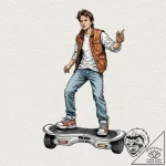 A watercolor sketch of marty mcfly on the hov… – tattoo sketch (№1751436569_0, 02.07.2025 06:09) — tattoovalue.net