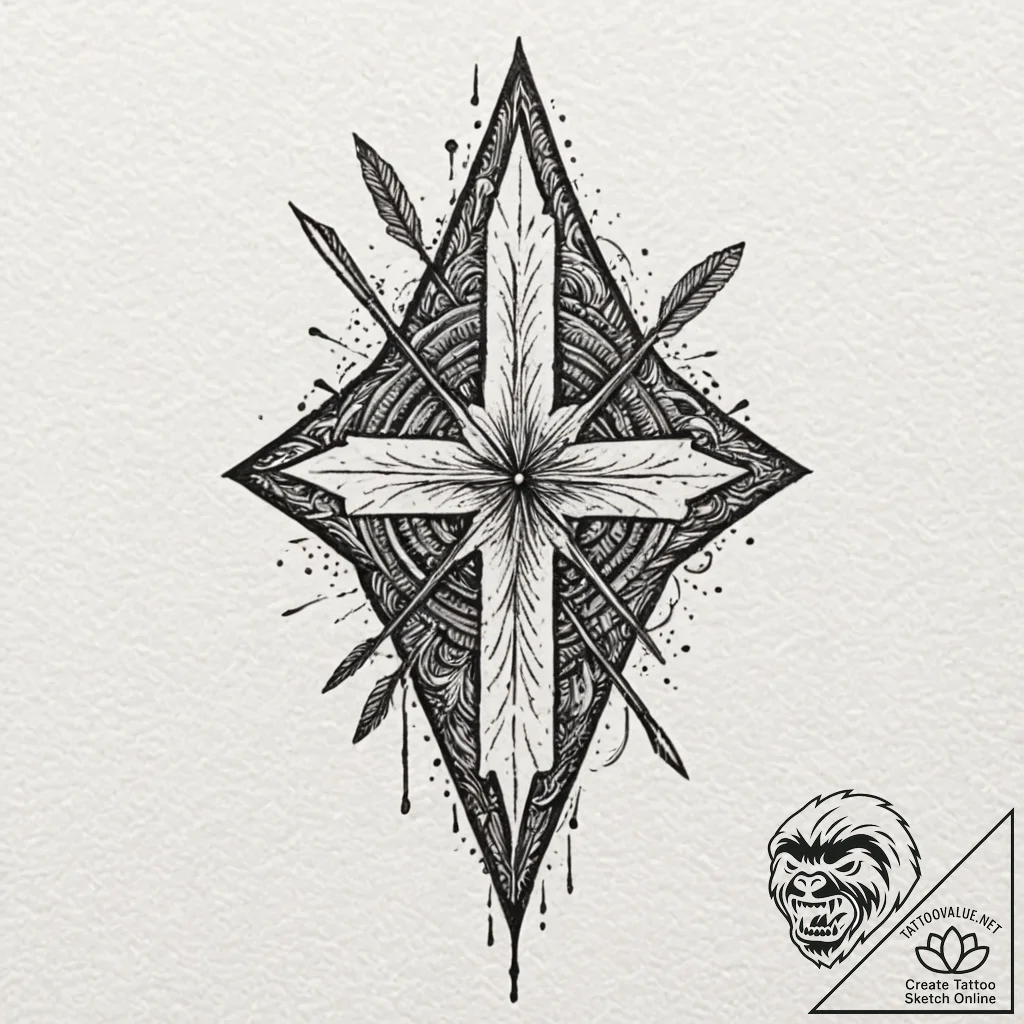 Arrow, tattoo sketch design, detailed cross-h... - tattoo sketch (№1751437569_0, 02.07.2025 06:26) — tattoovalue.net