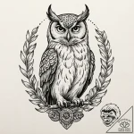 Owl, tattoo sketch design, masterpiece, best… – tattoo sketch (№1751438158_0, 02.07.2025 06:35) — tattoovalue.net
