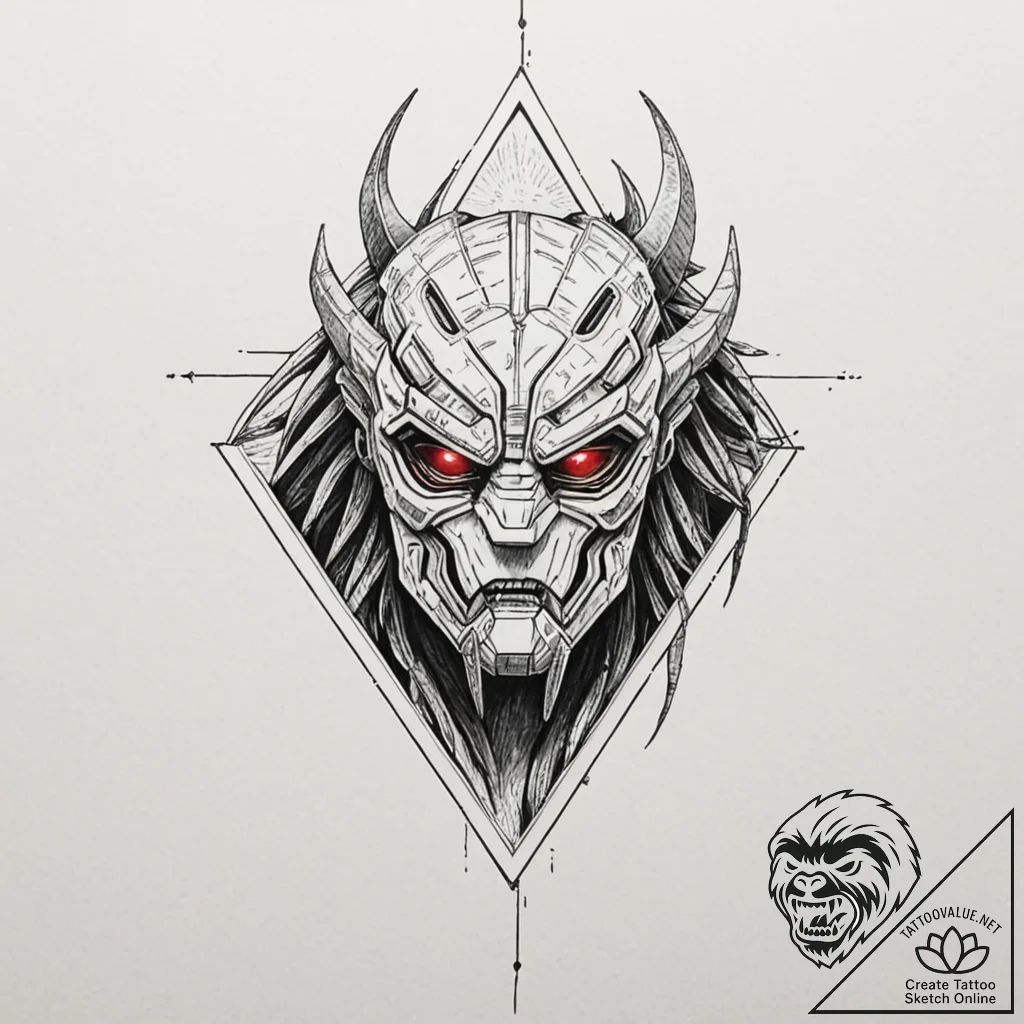 118. a linework design of the predator's tria... - tattoo sketch (№1751438240_0, 02.07.2025 06:37) — tattoovalue.net