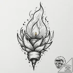 A single burning match, tattoo flash sheet de… – tattoo sketch (№1751438969_0, 02.07.2025 06:49) — tattoovalue.net