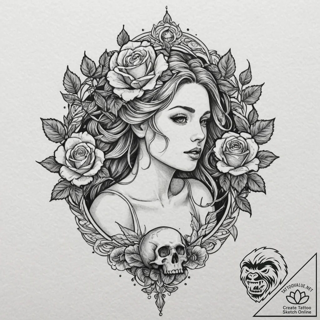 Art nouveau aphrodite, tattoo flash sheet des... - tattoo sketch (№1751439213_0, 02.07.2025 06:53) — tattoovalue.net