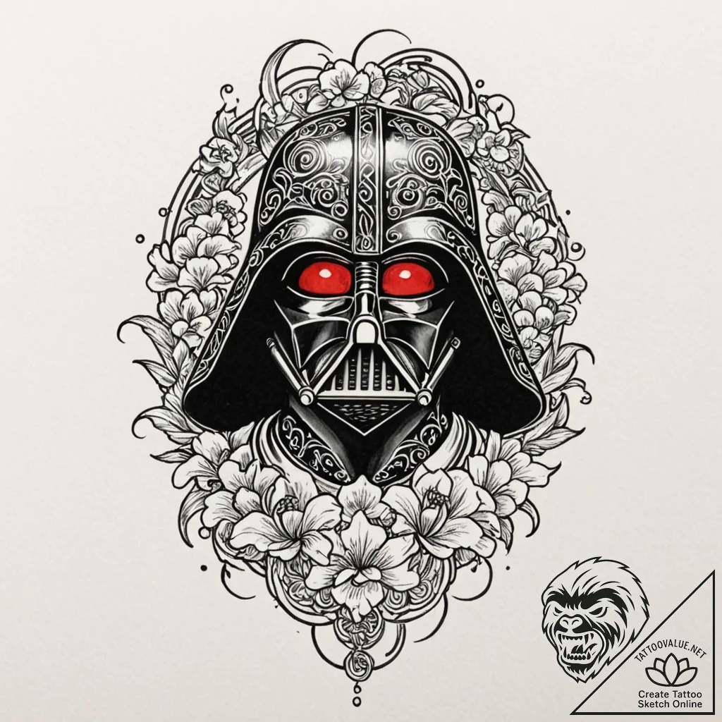 Neo-traditional tattoo design of darth vader'... - tattoo sketch (№1751439887_0, 02.07.2025 07:04) — tattoovalue.net