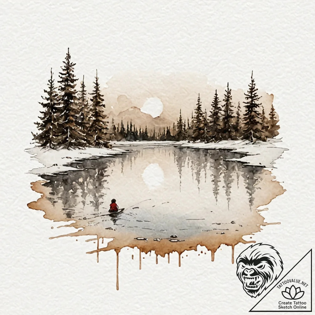 A watercolor sketch of joel and clementine ly... - tattoo sketch (№1751440388_0, 02.07.2025 07:13) — tattoovalue.net