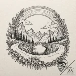 A watercolor sketch of the bifrost bridge, a… – tattoo sketch (№1751440807_0, 02.07.2025 07:20) — tattoovalue.net