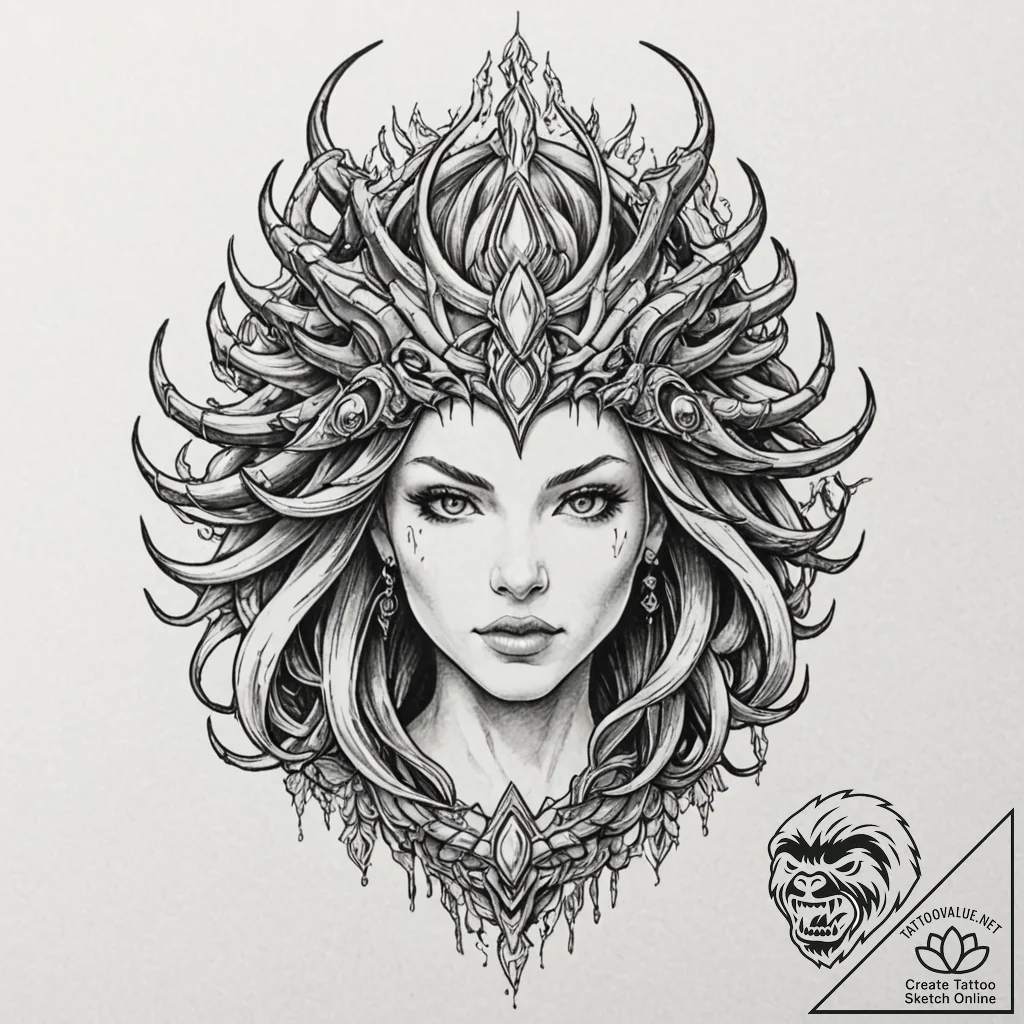 A sketch of sarah kerrigan, the queen of blad... - tattoo sketch (№1751440889_0, 02.07.2025 07:21) — tattoovalue.net