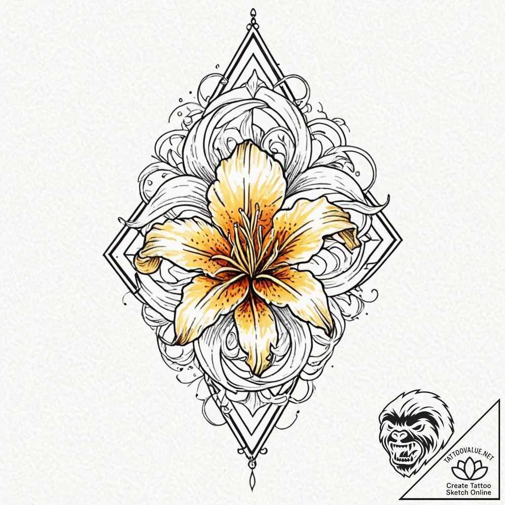 Heraldic lily, ink illustration for tattoo, f... - tattoo sketch (№1751441049_0, 02.07.2025 07:24) — tattoovalue.net