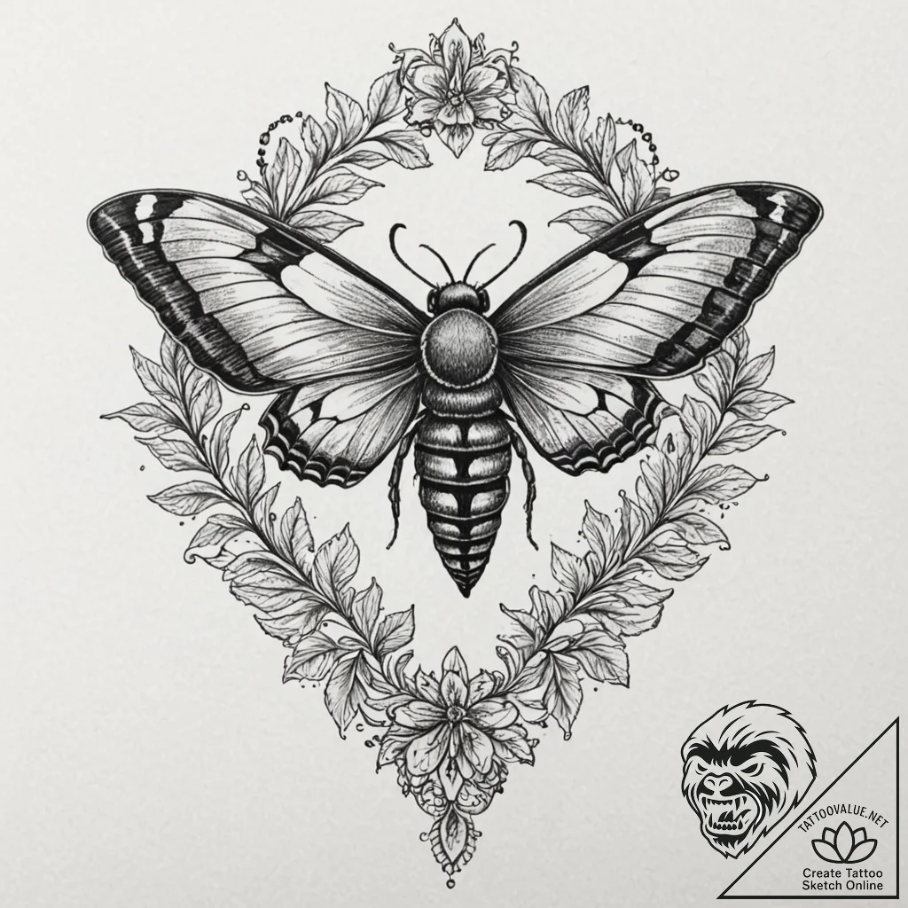 A death's-head hawkmoth, ink illustration for... - tattoo sketch (№1751441721_0, 02.07.2025 07:35) — tattoovalue.net