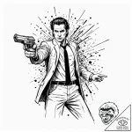 A trash polka tattoo of vincent vega accident… – tattoo sketch (№1751441973_0, 02.07.2025 07:39) — tattoovalue.net