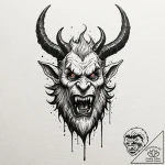 A trash polka tattoo of krampus, the christma… – tattoo sketch (№1751442226_0, 02.07.2025 07:43) — tattoovalue.net