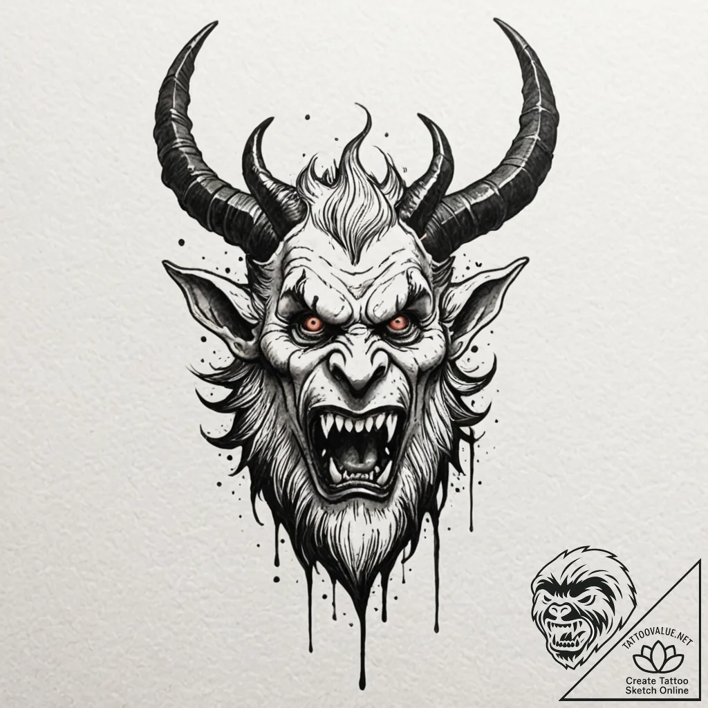 A trash polka tattoo of krampus, the christma... - tattoo sketch (№1751442226_0, 02.07.2025 07:43) — tattoovalue.net