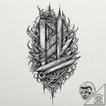 A linework tattoo of a razor blade hidden in… – tattoo sketch (№1751442645_0, 02.07.2025 07:50) — tattoovalue.net