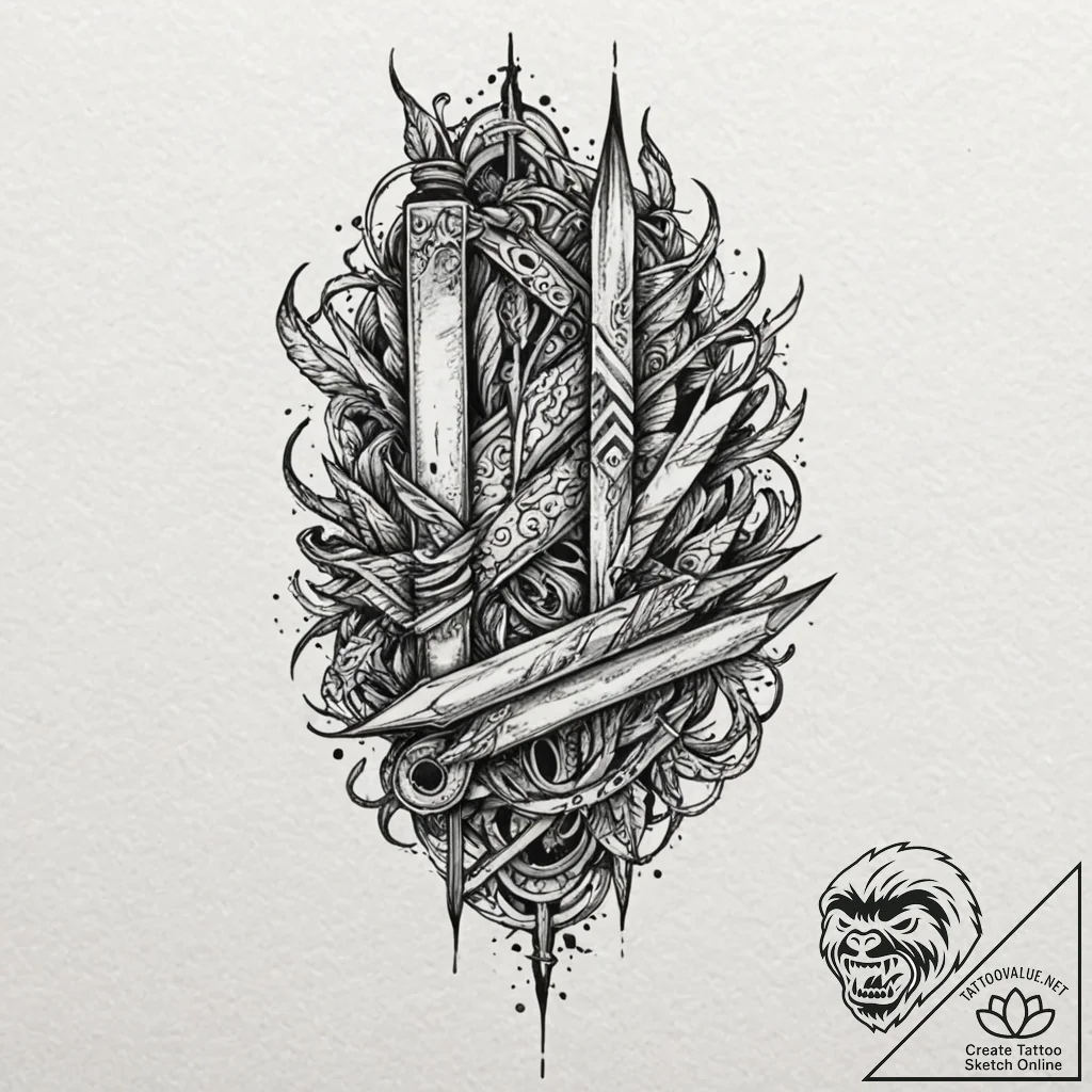 A linework tattoo of a razor blade hidden in... - tattoo sketch (№1751442645_0, 02.07.2025 07:50) — tattoovalue.net