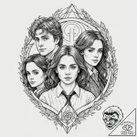 A sketch of the golden trio: harry, ron, and… – tattoo sketch (№1751442726_0, 02.07.2025 07:52) — tattoovalue.net