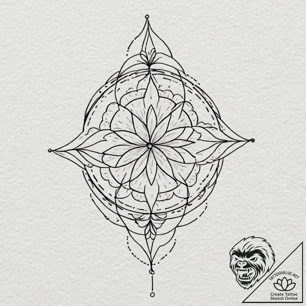 Ornament, concept art for tattoo, minimalist... - tattoo sketch (№1751443063_0, 02.07.2025 07:57) — tattoovalue.net