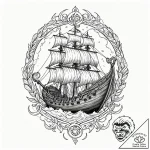 Viking longship in a storm, tattoo flash shee… – tattoo sketch (№1751443145_0, 02.07.2025 07:59) — tattoovalue.net