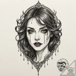 A graphic novel portrait of a beautiful but d… – tattoo sketch (№1751443397_0, 02.07.2025 08:03) — tattoovalue.net