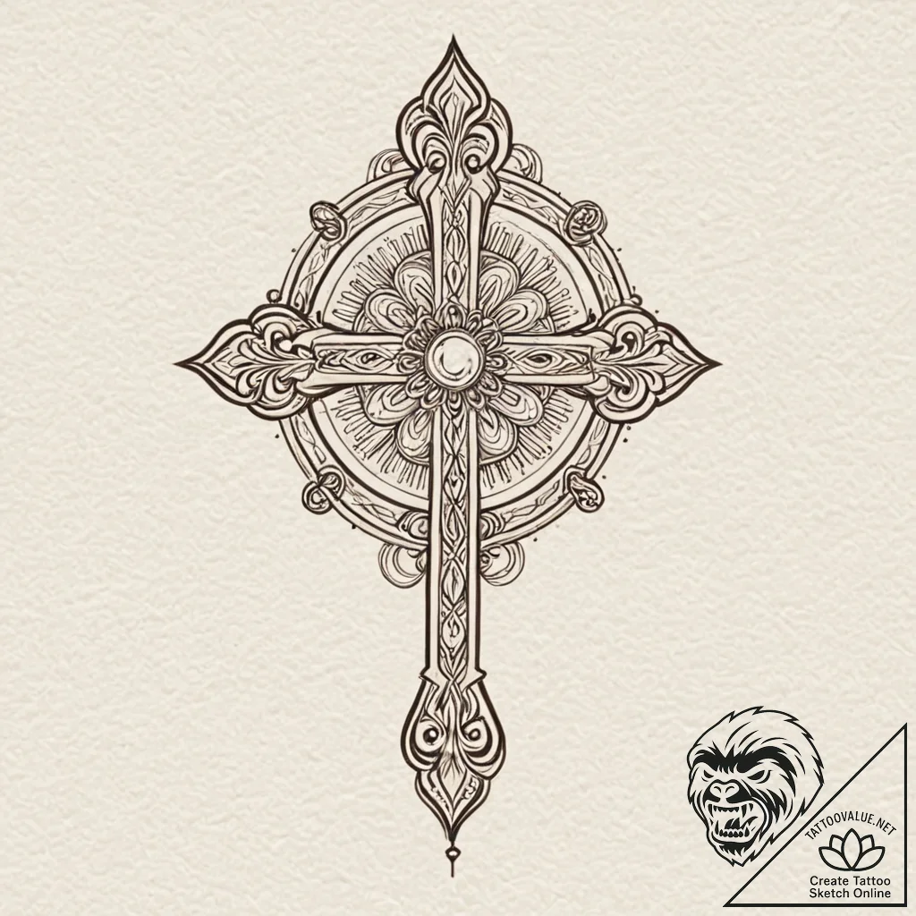 Orthodox cross, tattoo flash sheet design, dy... - tattoo sketch (№1751443898_0, 02.07.2025 08:11) — tattoovalue.net