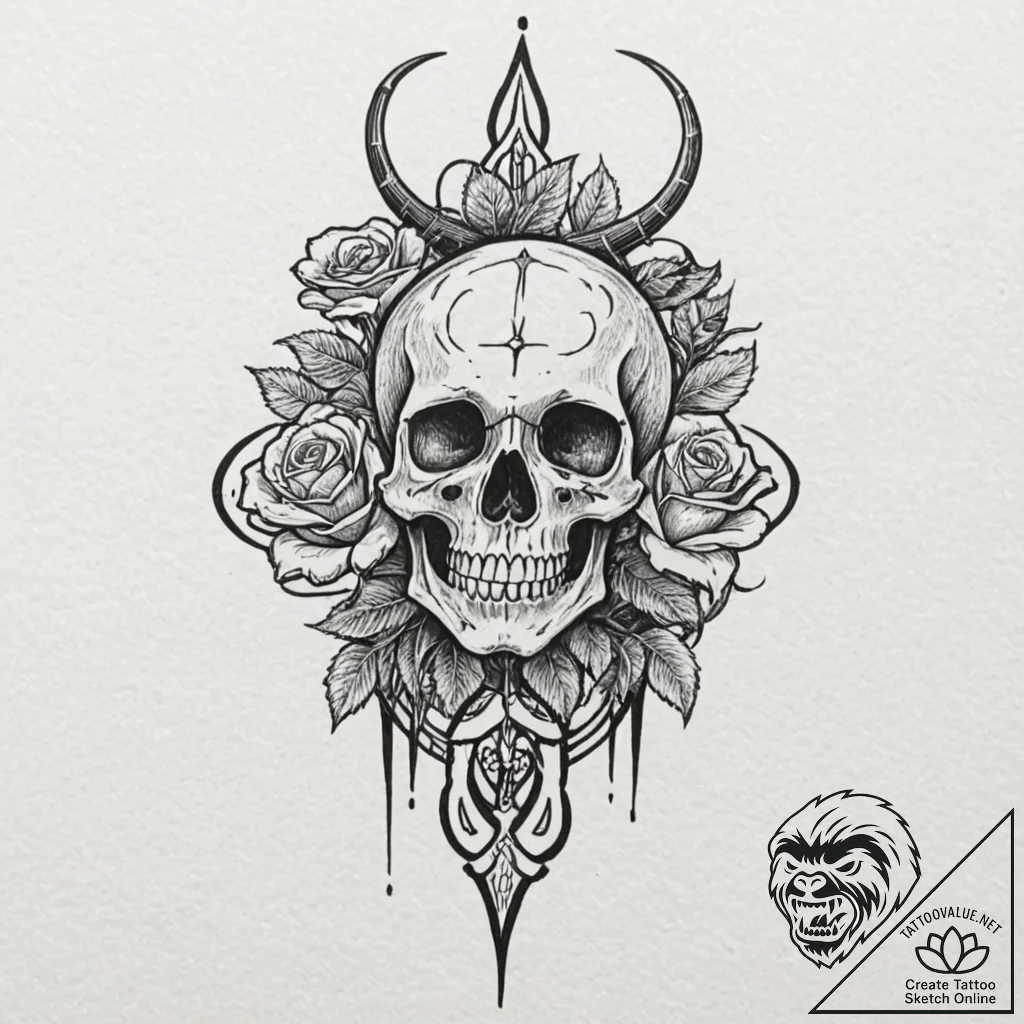 Trident, concept art for tattoo, aestheticall... - tattoo sketch (№1751444326_0, 02.07.2025 08:18) — tattoovalue.net