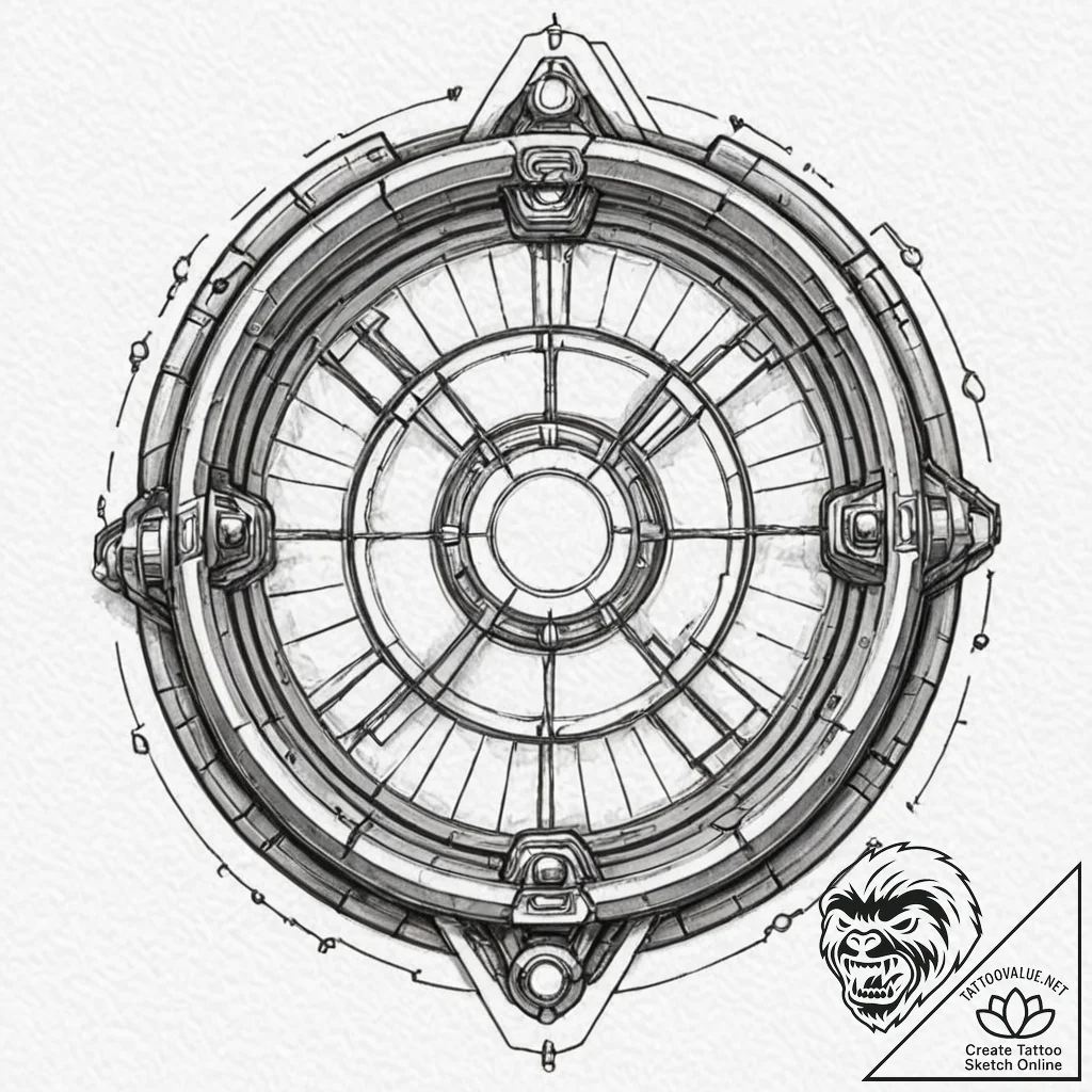 A neo-traditional tattoo of iron man's arc re... - tattoo sketch (№1751444407_0, 02.07.2025 08:20) — tattoovalue.net