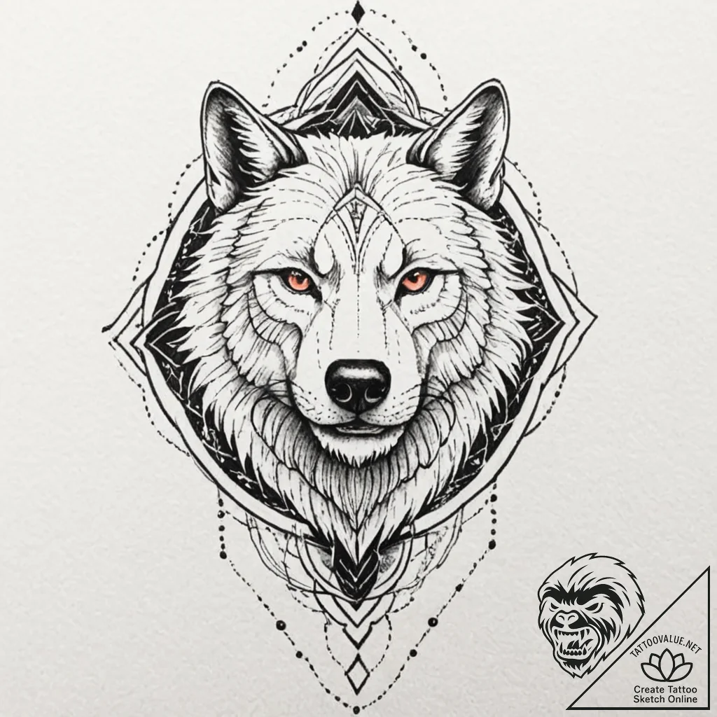 A werewolf mid-transformation, tattoo sketch... - tattoo sketch (№1751444661_0, 02.07.2025 08:24) — tattoovalue.net