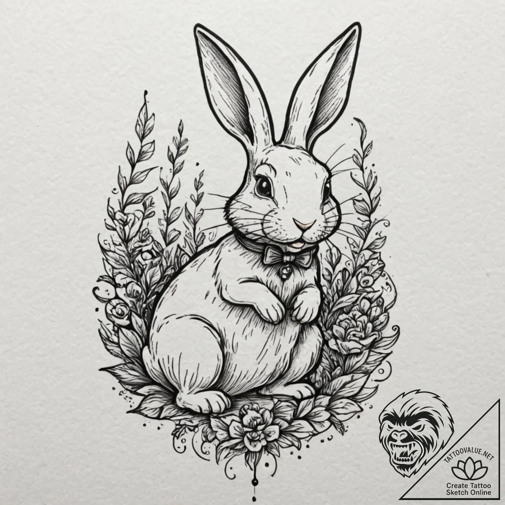 The white rabbit from alice in wonderland, co... - tattoo sketch (№1751444824_0, 02.07.2025 08:27) — tattoovalue.net