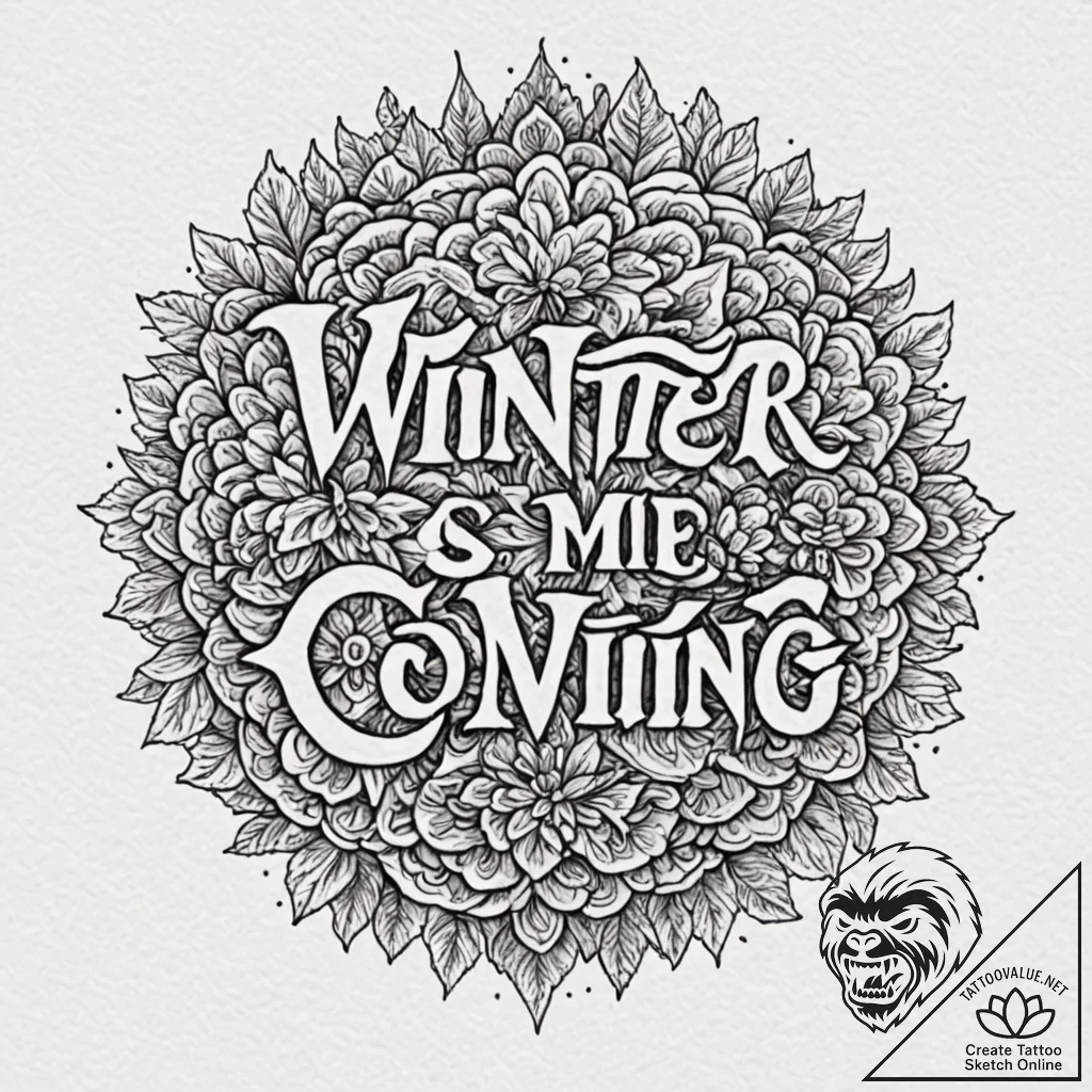 A chicano lettering tattoo of "winter is comi... - tattoo sketch (№1751445331_0, 02.07.2025 08:35) — tattoovalue.net