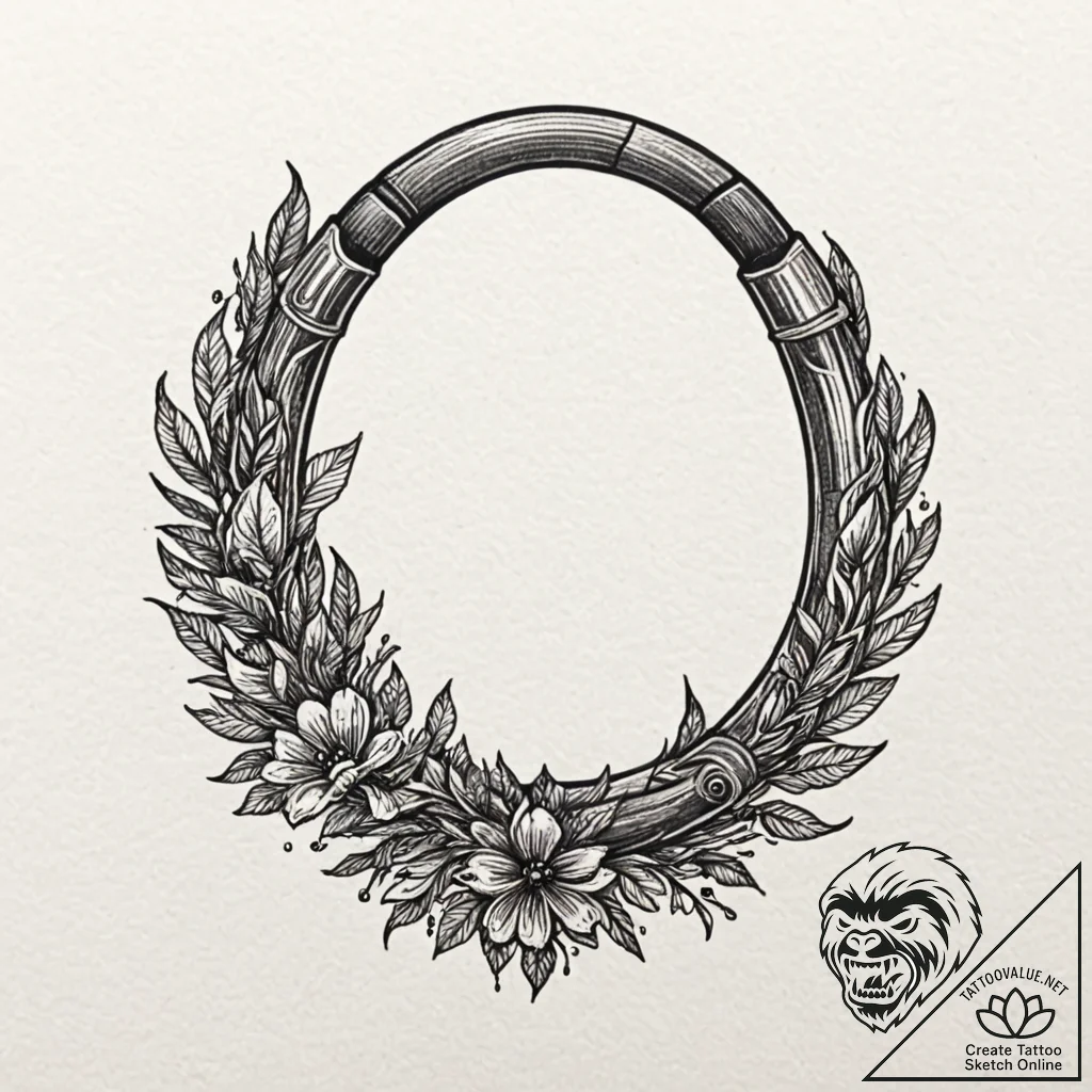 Horseshoe, concept art for tattoo, minimalist... - tattoo sketch (№1751445495_0, 02.07.2025 08:38) — tattoovalue.net